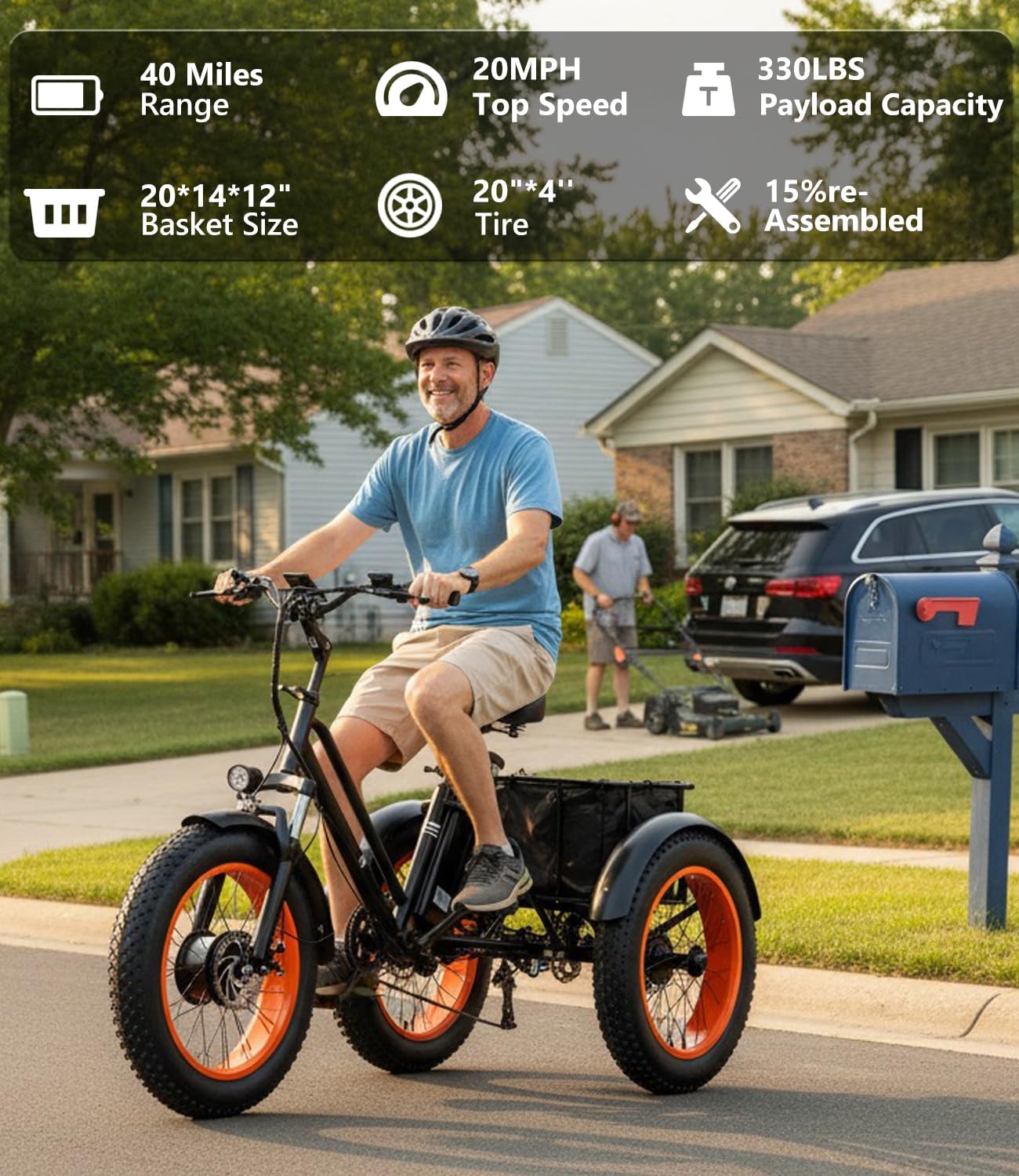 500W All-Terrain Fat Tire Electric Tricycle (48V / 20 MPH)