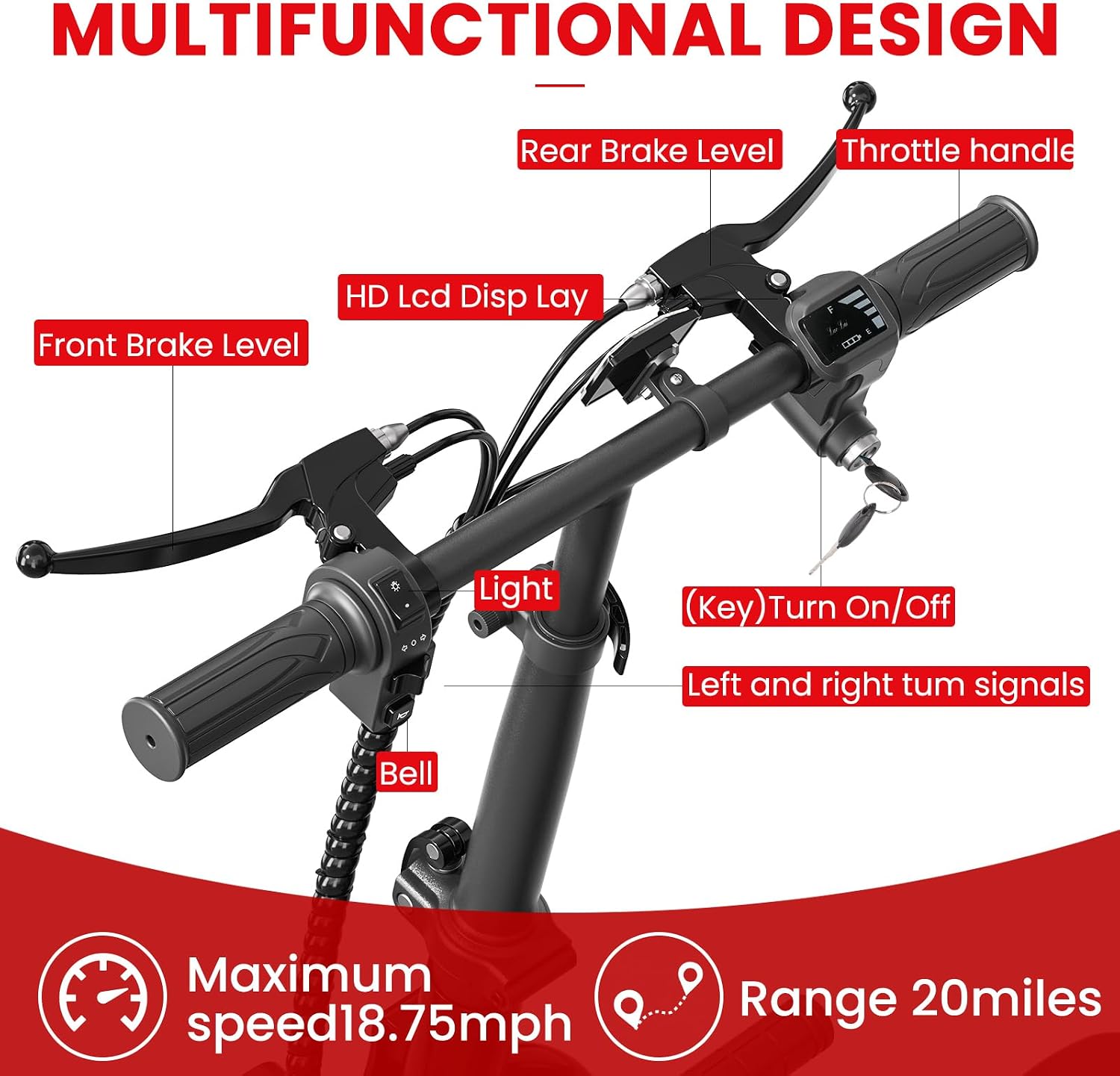 Electric Scooter with Seat for Adult, 36V/48V Electric Scooter for Adults 500W/750W Motor, 20 Mile Range