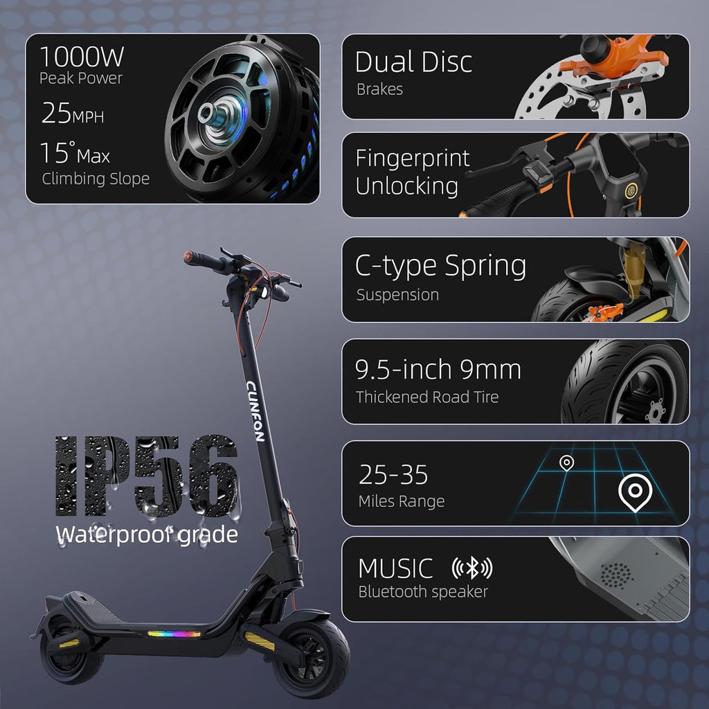 Electric Scooter- Electric Scooter for Aults,800/1000/1600W Peak,up to 19/25/31MPH,25-50Miles Range,220-330lb Load,Foldable E-Scooter for Adult Teens
