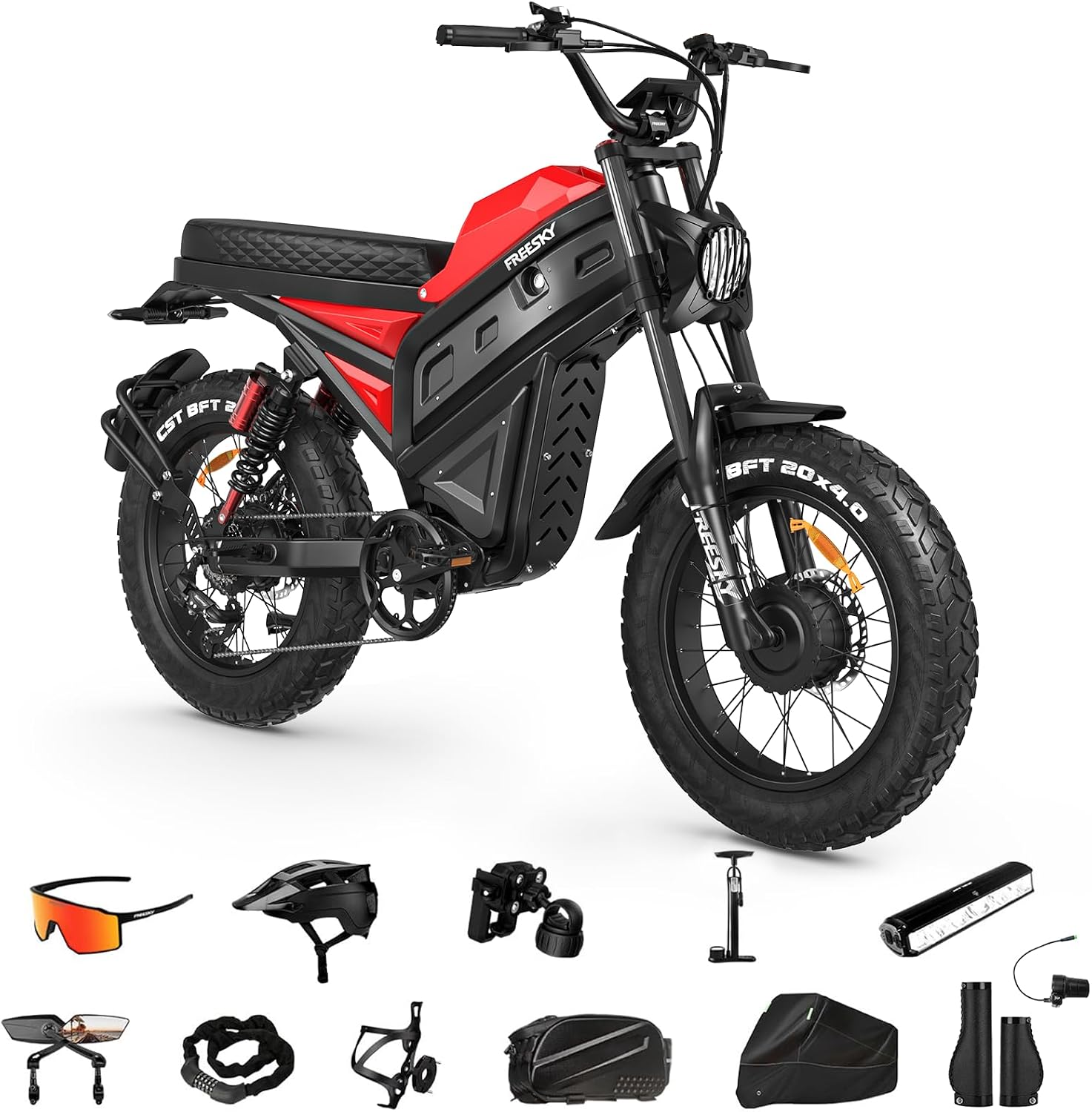 20" Dual-Motor Off-Road Electric Dirt Bike | 4000W Peak 40MPH Ultra Long Range Adult E-Bike