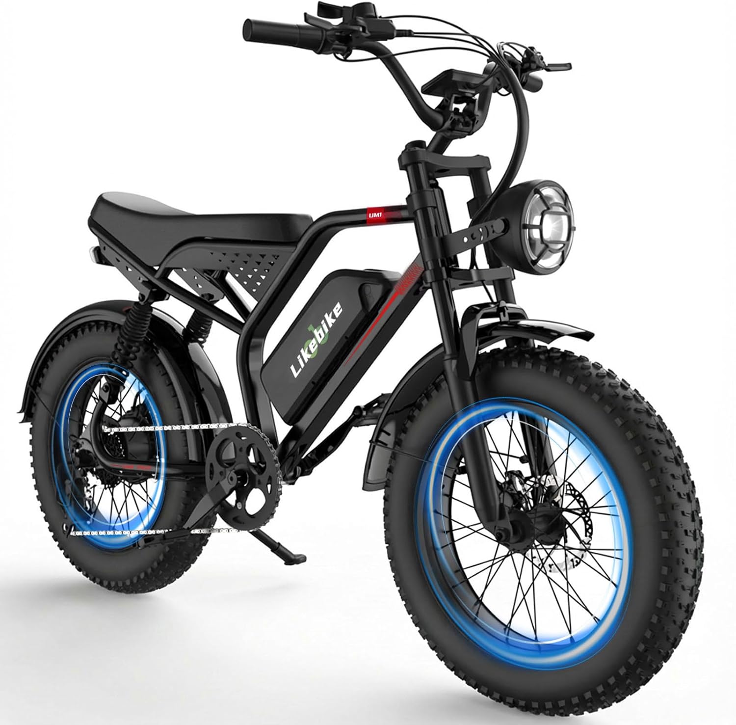 All-Terrain 20" Fat Tire Electric Mountain Bike – Up to 3000W Peak Dual Suspension E-Bike, 48V Removable Battery, Hydraulic Disc Brakes