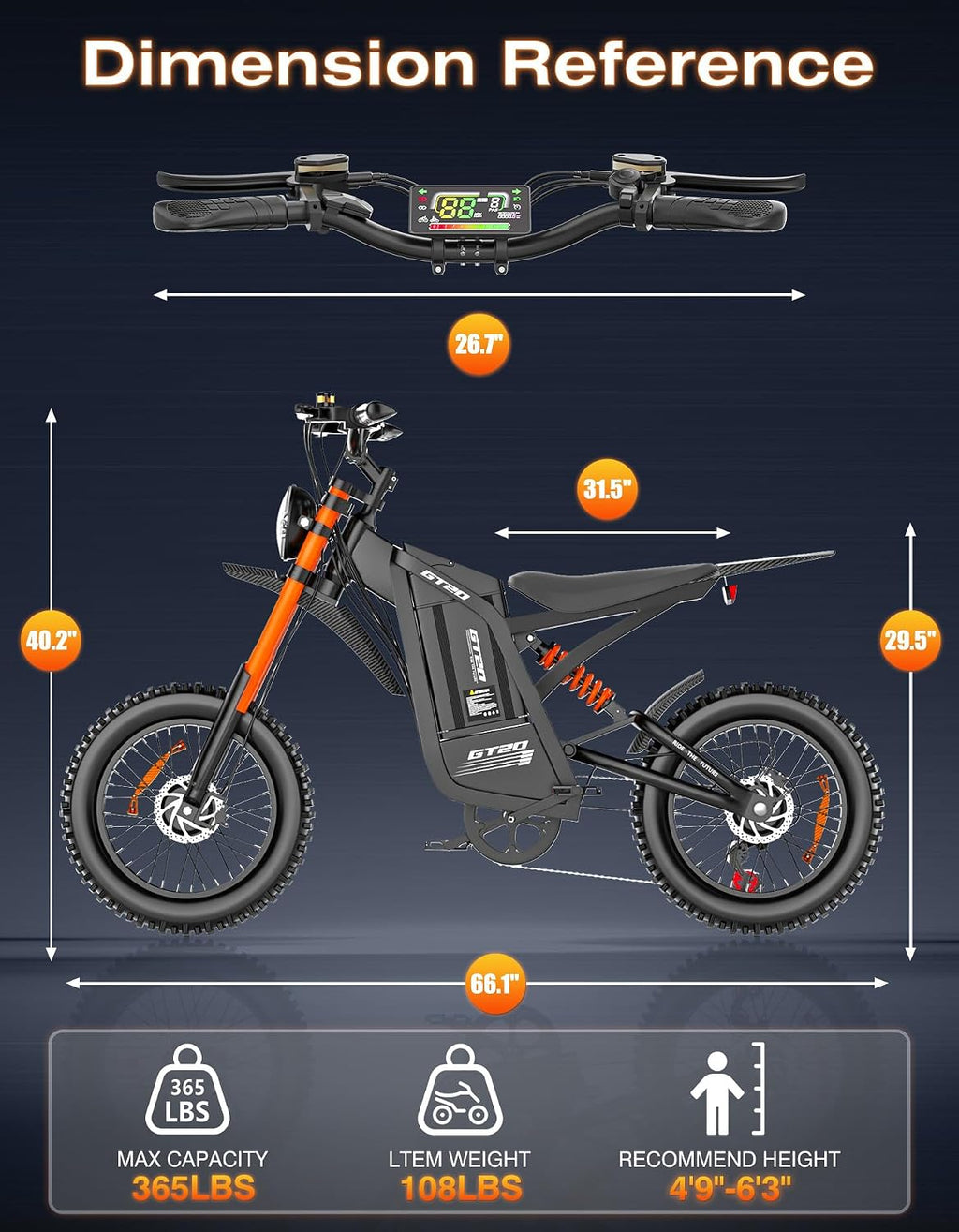 Electric Dirt Bike for Adults, 20" Fat Tire Electric Bike with 6000W Peak Motor, 45 MPH 130 Miles Range, Off-Road Electric Bicycle with 48V
