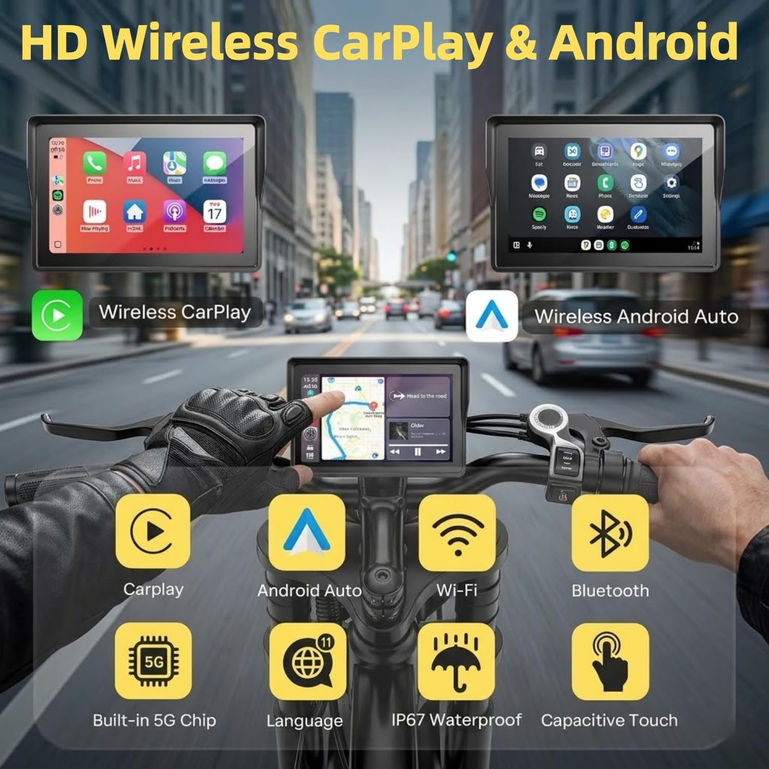 1500W Peak Smart Electric Bike with CarPlay & Android Auto | 20" Fat Tire 48V 15Ah Dual Suspension E-Bike (UL 2849 Certified)