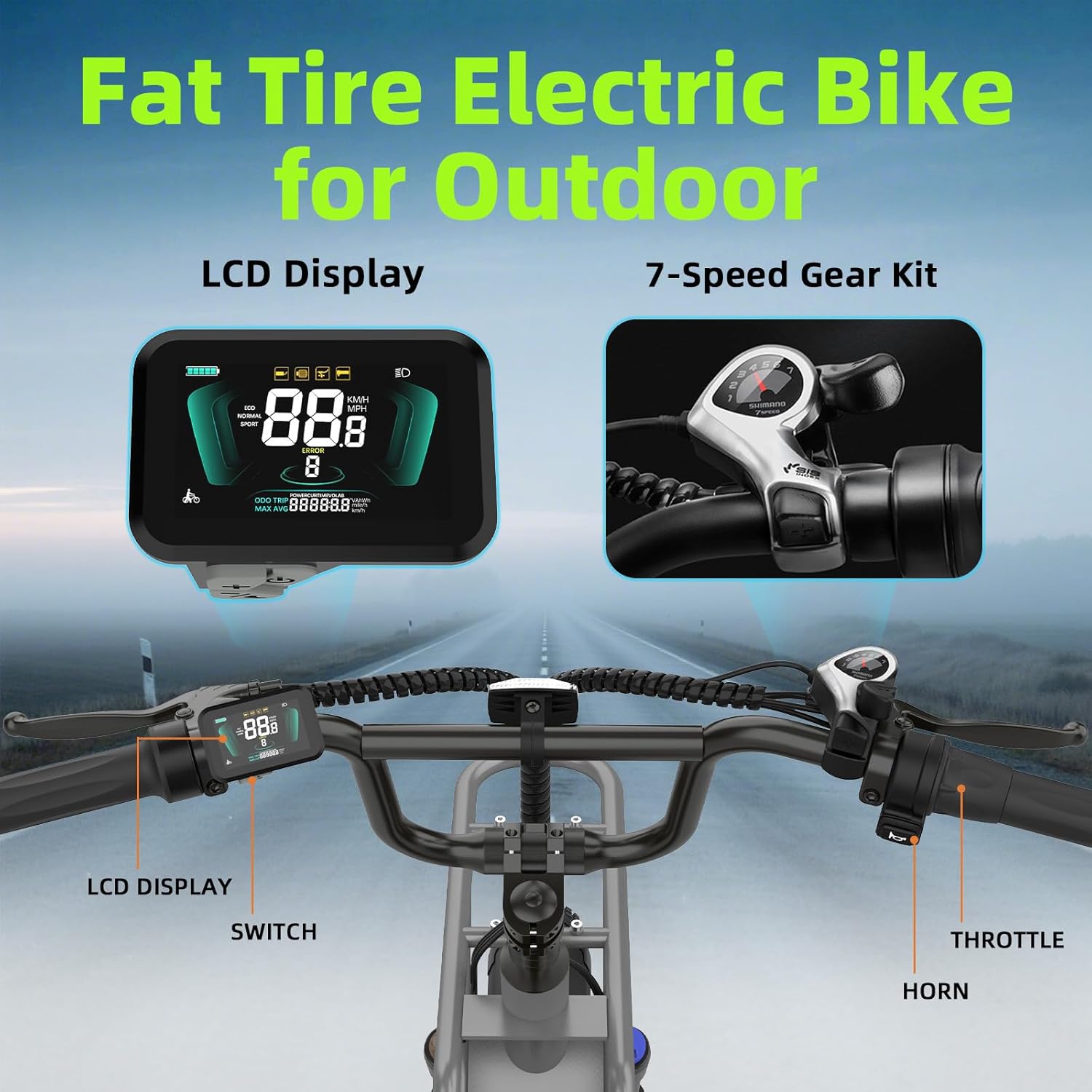 20" Step-Thru Fat Tire Electric Bike – 1800W Peak High-Performance All-Terrain E-Bike