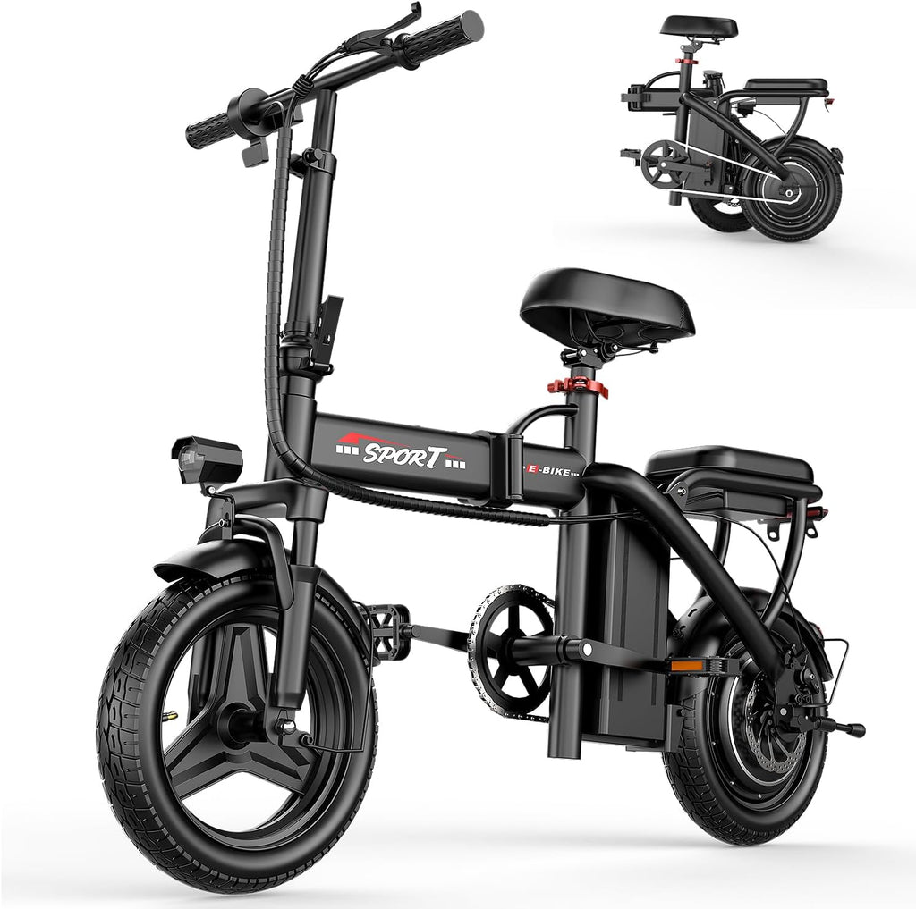 Compact 14" Folding Electric Commuter Bike – 800W Peak Motor, 22MPH Max Speed, 48V Removable Battery