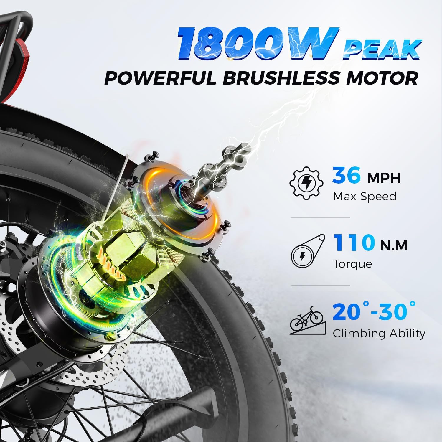 All-Terrain 26" Fat Tire Electric Bike Combo Pack – 1800W Peak Motor, 48V 17.5Ah Removable Battery, 7-Speed 85-Mile Long Range Adult E-Bike Set