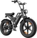 Electric Mountain Bike for Adults, 20 Inch Fat Tire Dirt E Bike with 1500W Peak Motor, 48V 15Ah