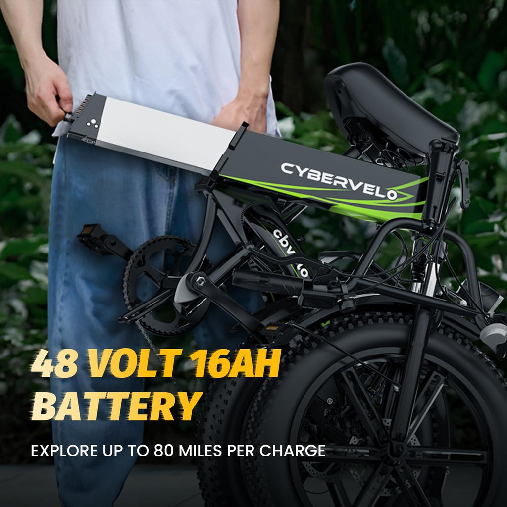 Folding Fat Tire Electric Bike | High-Capacity Removable Battery & Long-Range E-Bike