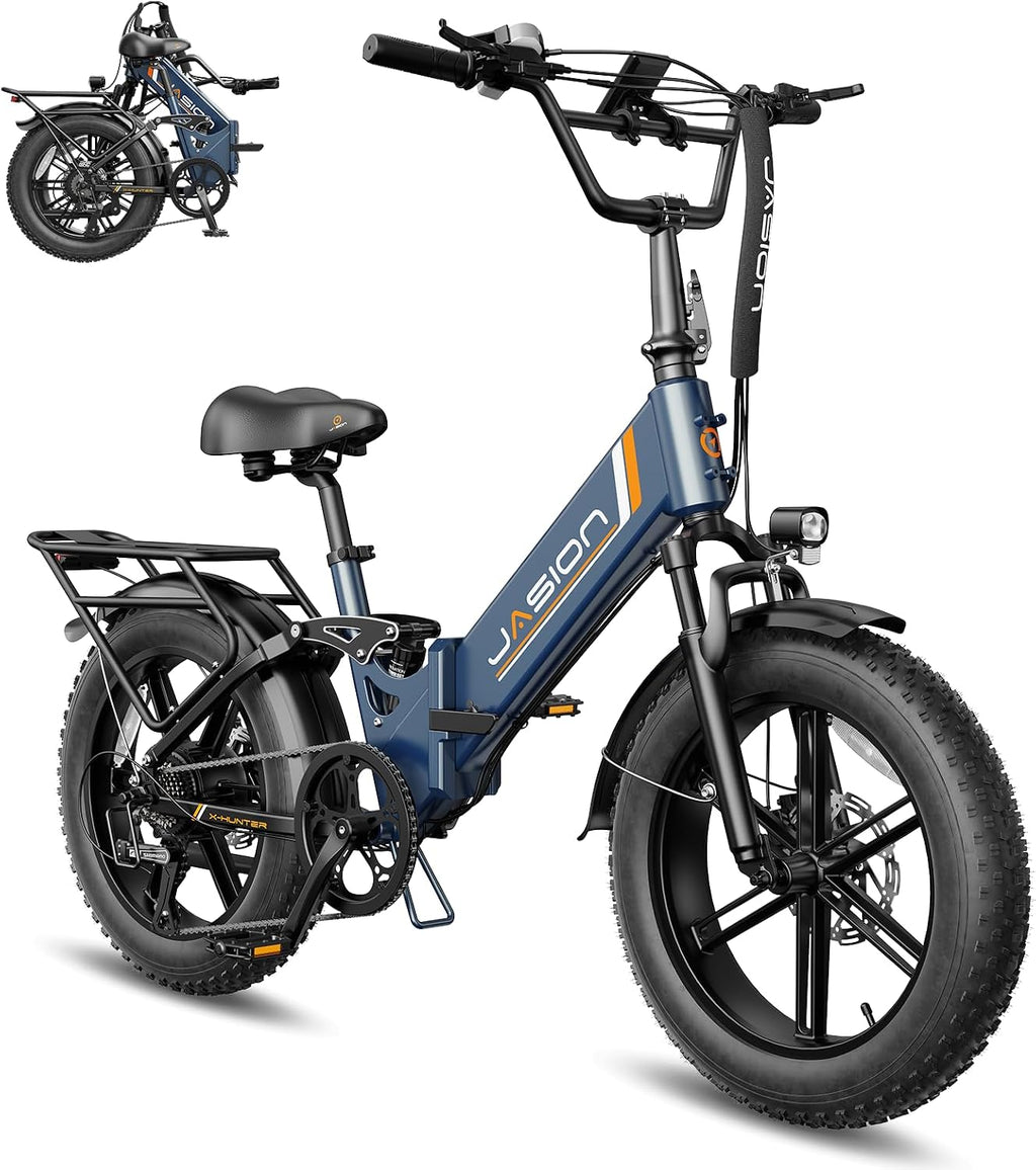 1400W Peak Foldable Electric Bike – 20" Step-Thru Fat Tire E-Bike with Full Suspension & Hydraulic Disc Brakes