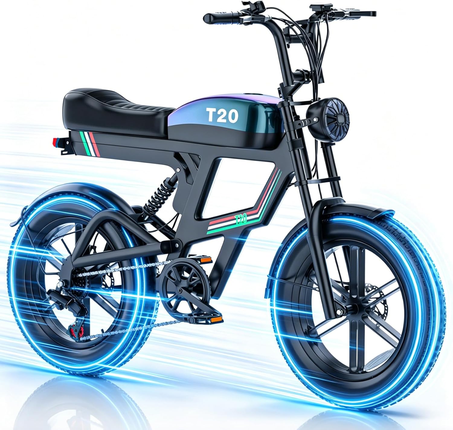 20" Fat Tire Electric Dirt Bike for Adults - 2500W Peak Motor, Up to 33MPH & 100-Mile Range E-Bike with 1440Wh Removable Battery, Full Suspension & Smart NFC Unlock