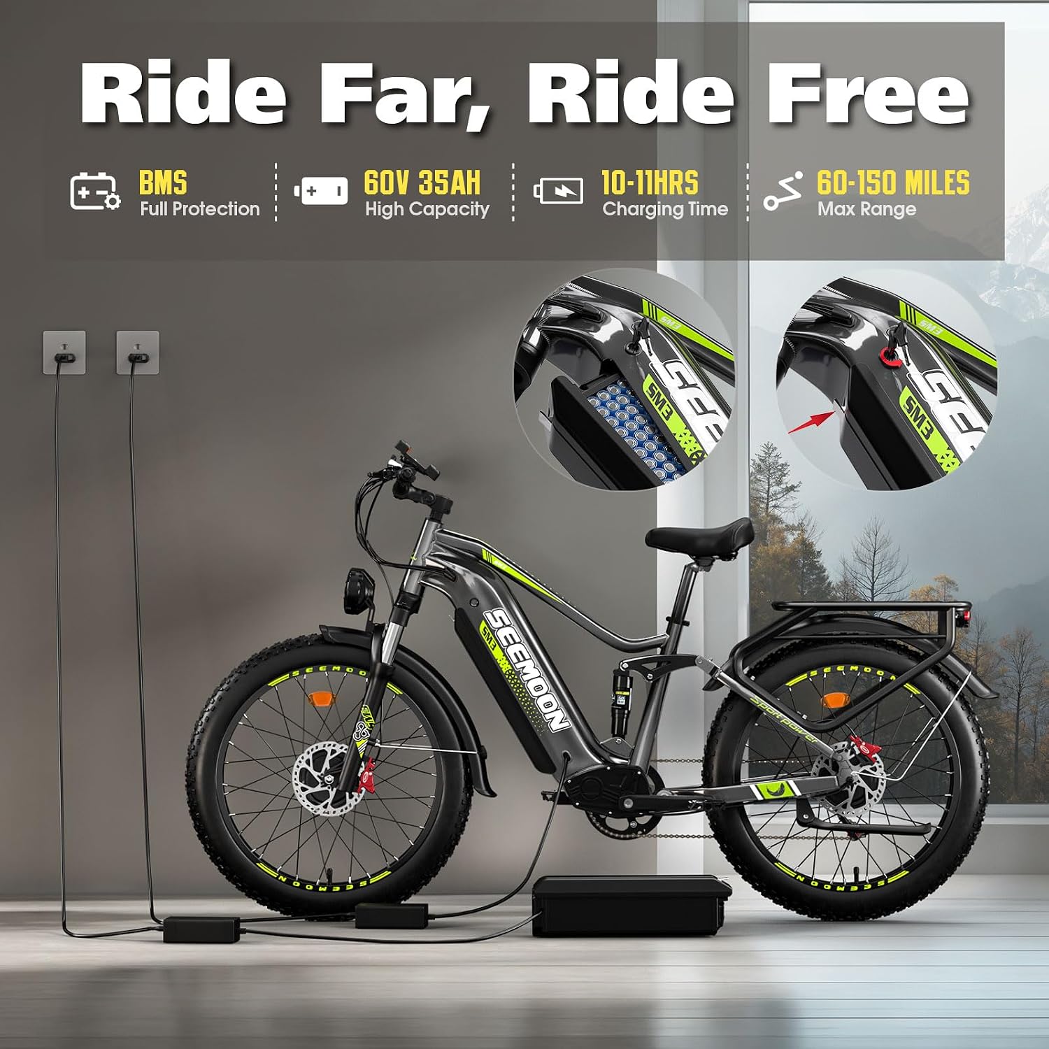 6000W Dual-Motor All-Terrain Cargo Electric Bike for Adults – 24" Fat Tire Long-Range E-Bike with 60V 35Ah Battery