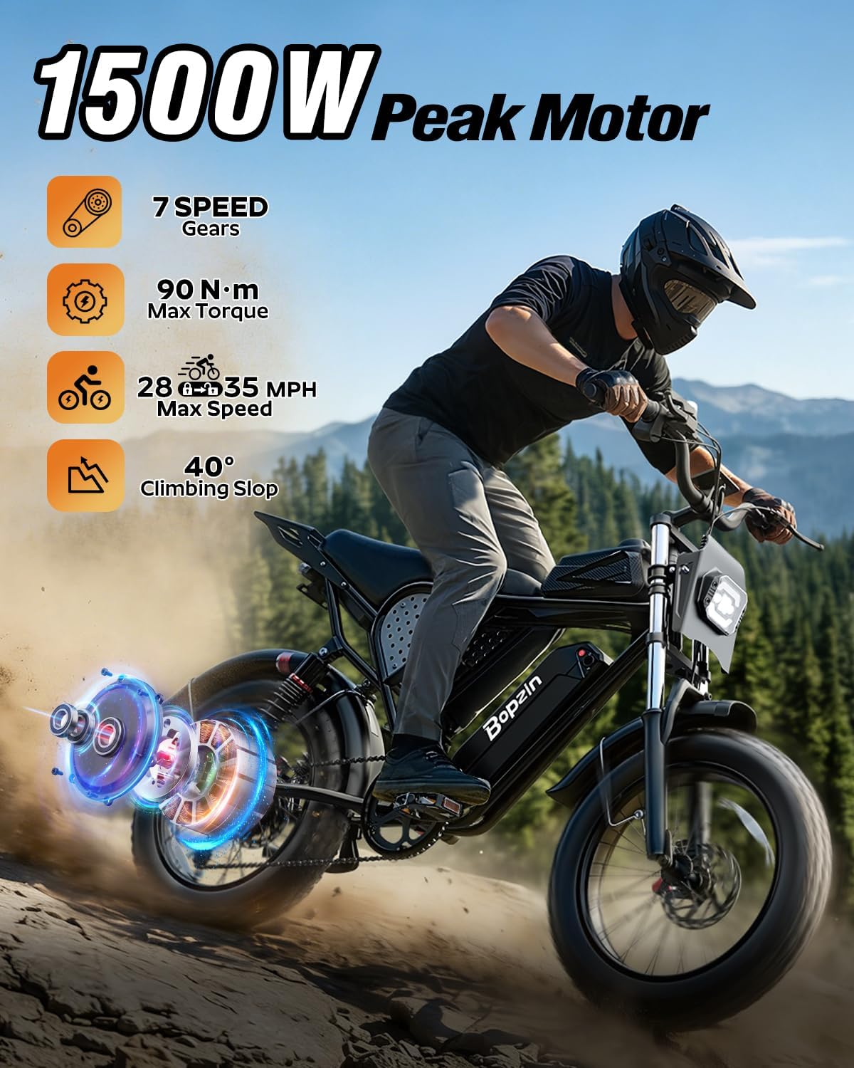 Electric Bike for Adult 1500W-2000W Peak Motor, 48V 20-25AH