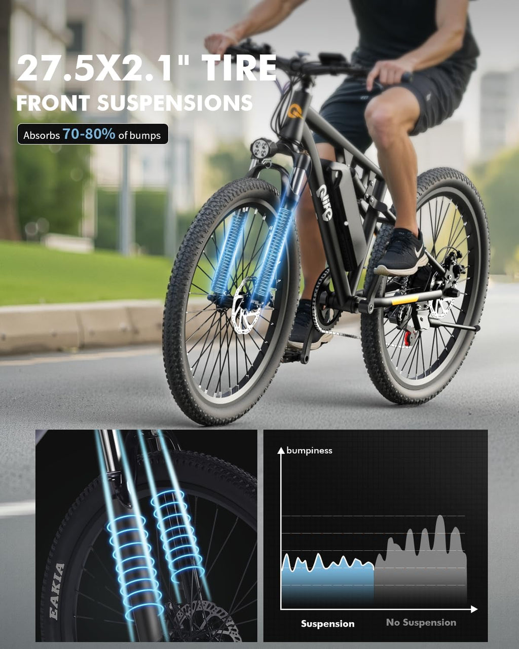27.5" Mountain Electric Bike | 1200W Peak 21-Speed Adult & Teen E-Bike