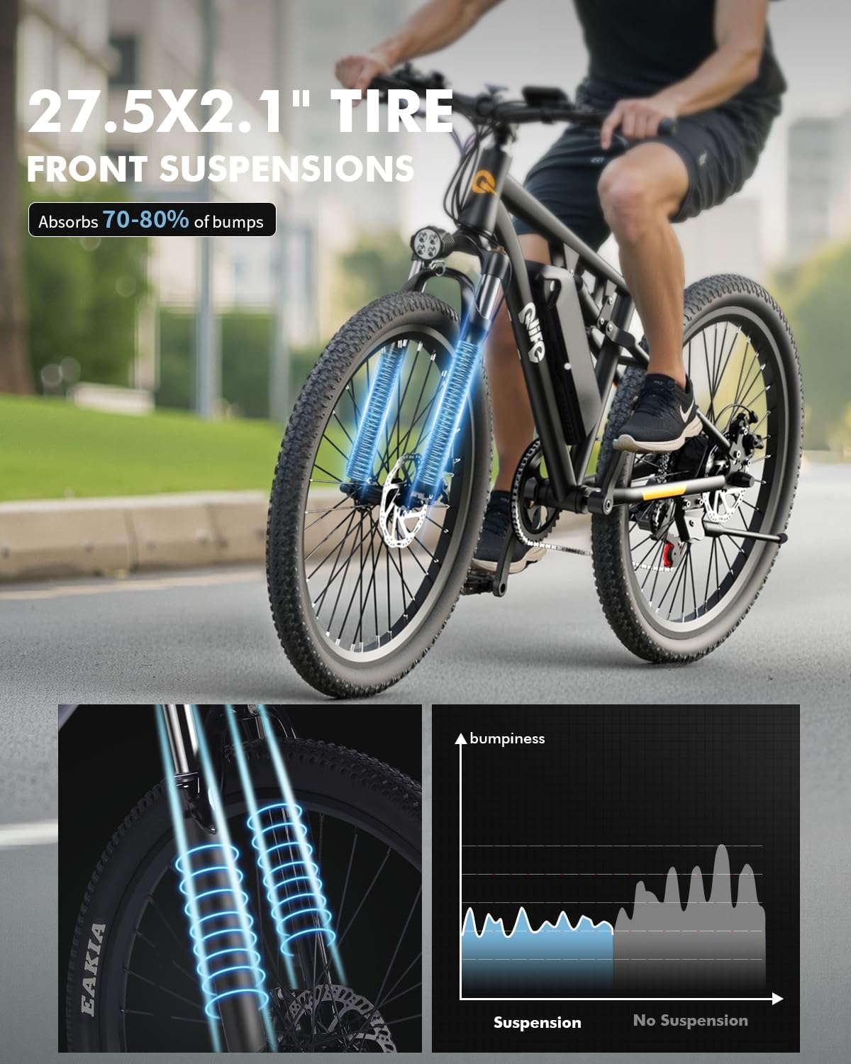 27.5" Mountain Electric Bike | 1200W Peak 21-Speed Adult & Teen E-Bike