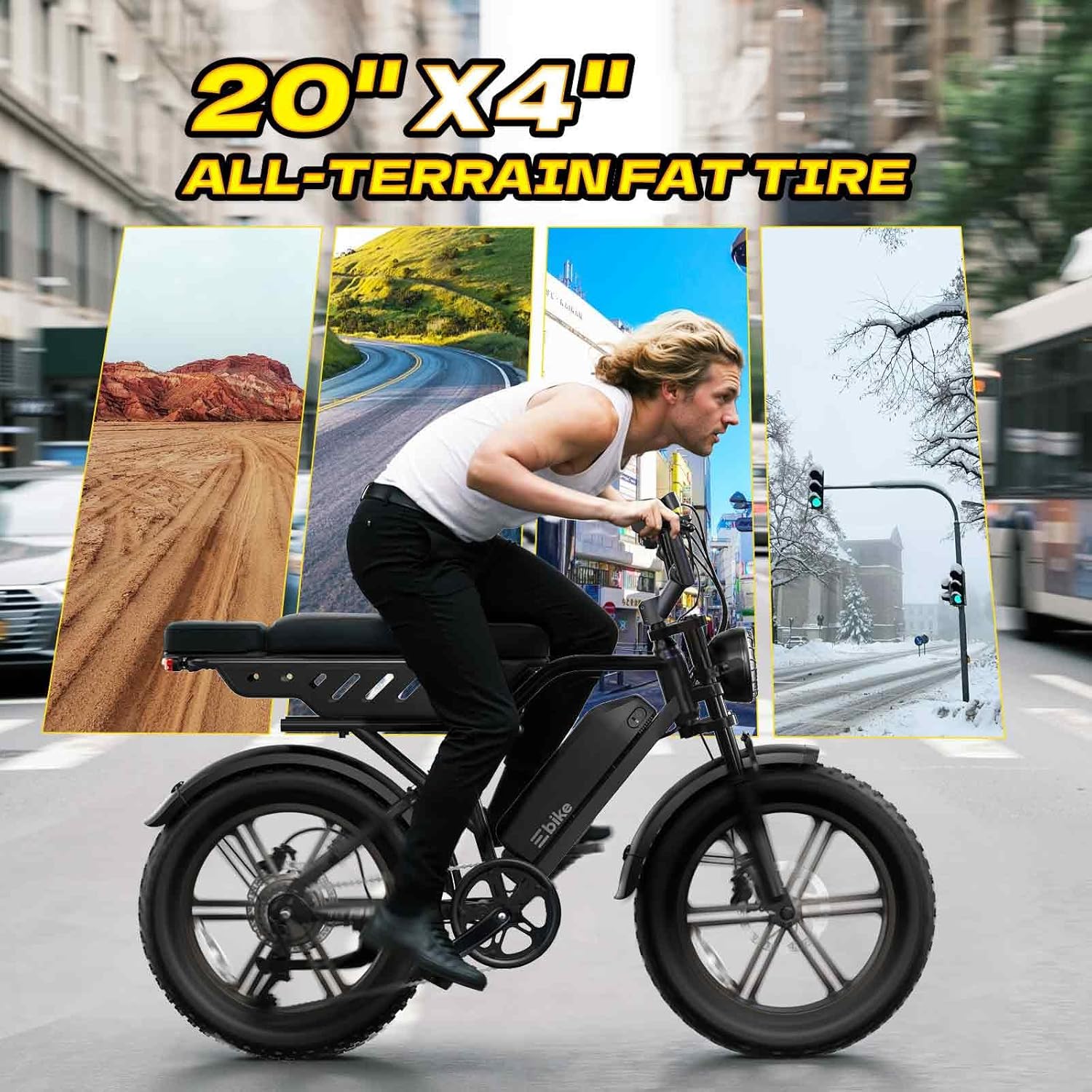Electric Bike for Adults, 1500W Peak Motor 60 Miles Fat Tire Ebike with 48V 15Ah