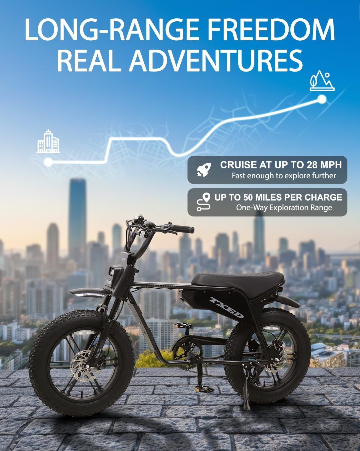 20" x 4.0" All-Terrain Fat Tire Electric Bike | 1500W Peak 28MPH Adult E-Bike