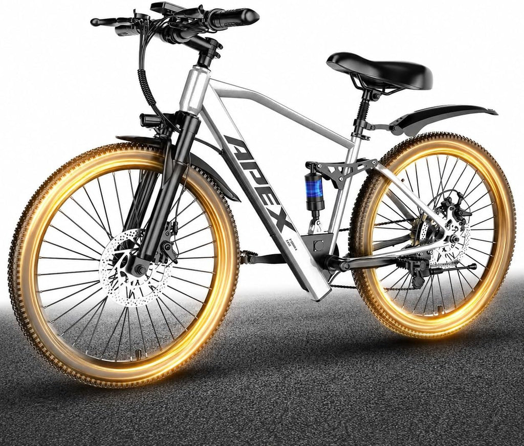 Silver All-Terrain Multi-Surface Electric Bike – 1200W Peak Power Commuter E-Bike for Adults (28MPH, Removable 13Ah Lithium Battery, 50-Mile Range, UL 2849 Certified, Trail & Snow Mountain Bicycle)