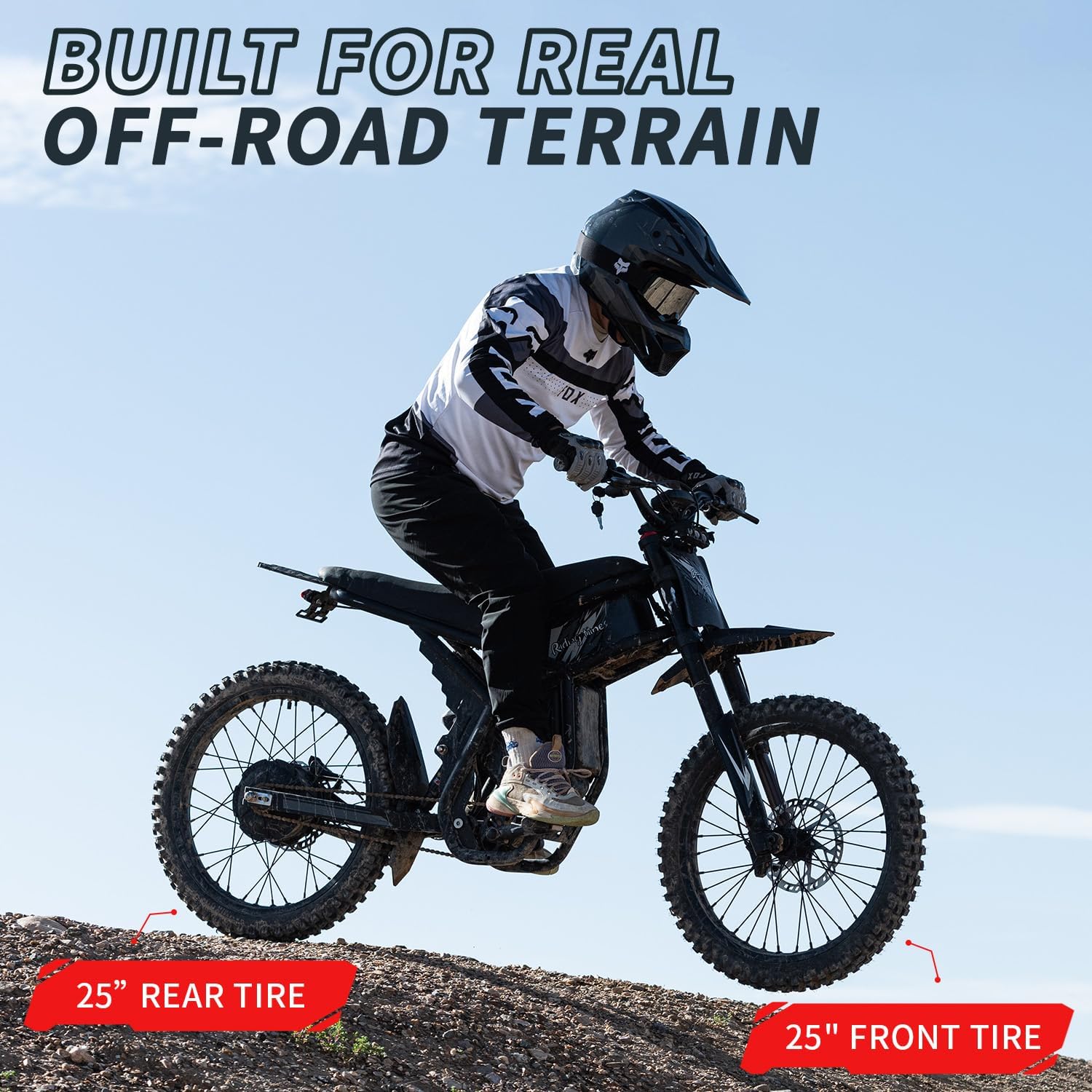 Electric Dirt Bike for Adults Teens 3500W Variable Speed Motor - 50/37 MPH High-Speed, 25" Fat Tires & Dual