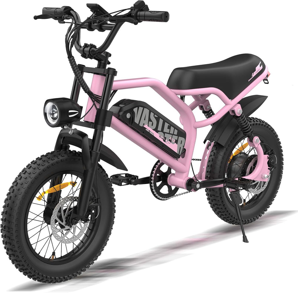 Compact 16" Fat Tire Electric Bike | 500W Youth & Adult Utility E-Bike (Pink)