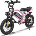 Compact 16" Fat Tire Electric Bike | 500W Youth & Adult Utility E-Bike (Pink)