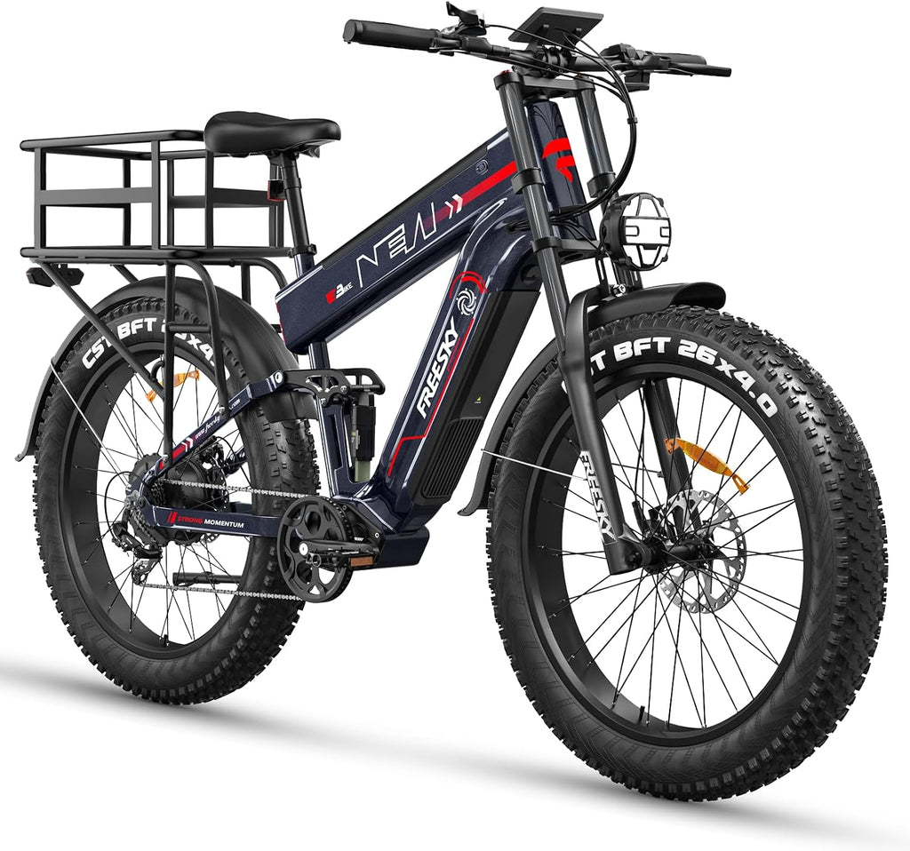 Ultra Long Range Dual-Battery Electric Mountain Bike – 4000W Peak, 40MPH, 26" Fat Tire