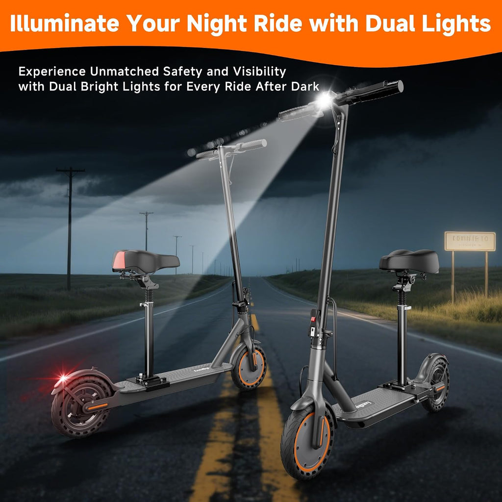 Electric Scooter, Folding E Scooter for Adults with Seat, 350W Motor, 8.5" Solid Tires