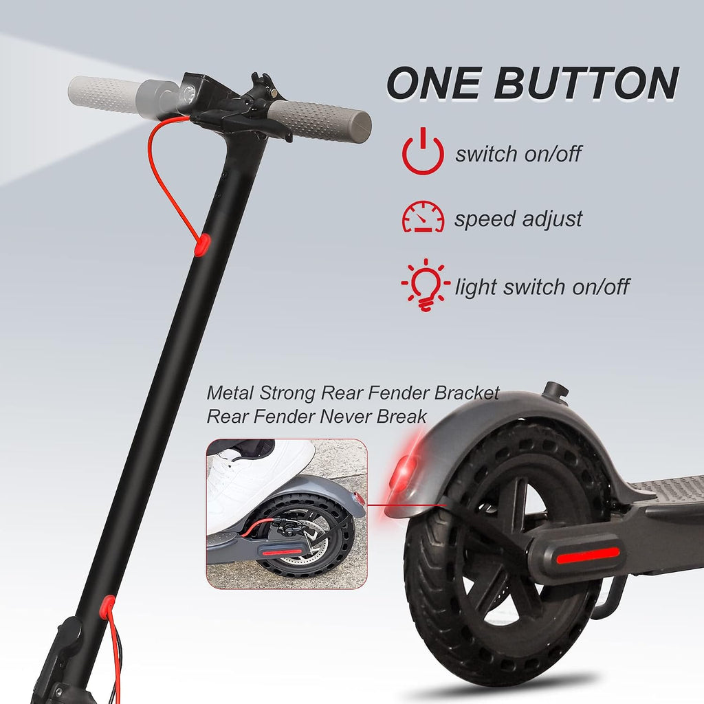 Electric Scooter - 8.5"/10''/14'' Solid Tires, 350W/500W Motor, Up to 19/22MPH& 16/21/23/24Miles Long-Range Portable Commuting Scooter for Adults with Double Braking System, App