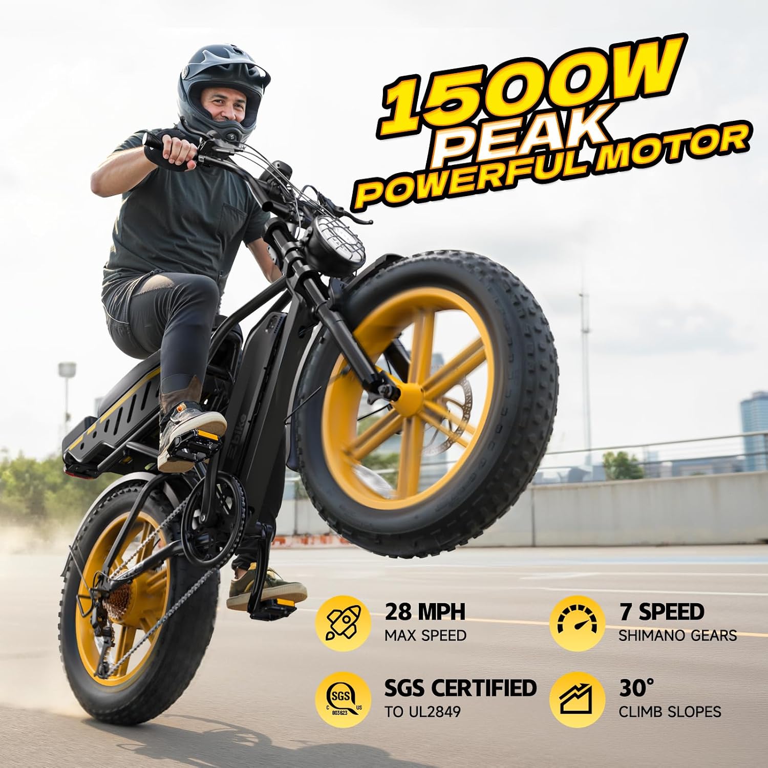 1500W Peak Folding Electric Bike with Rear Seat | 20" Fat Tire, 60-Mile Range