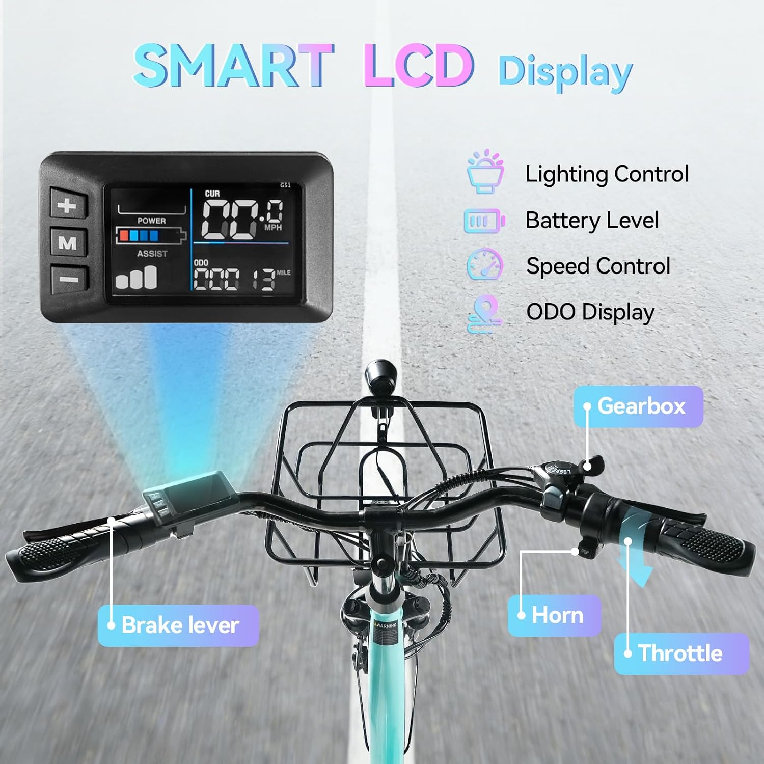 1000W Peak Step-Through City Cruiser Electric Bike – 24" Commuter E-Bike with Front Basket & 7-Speed Gears