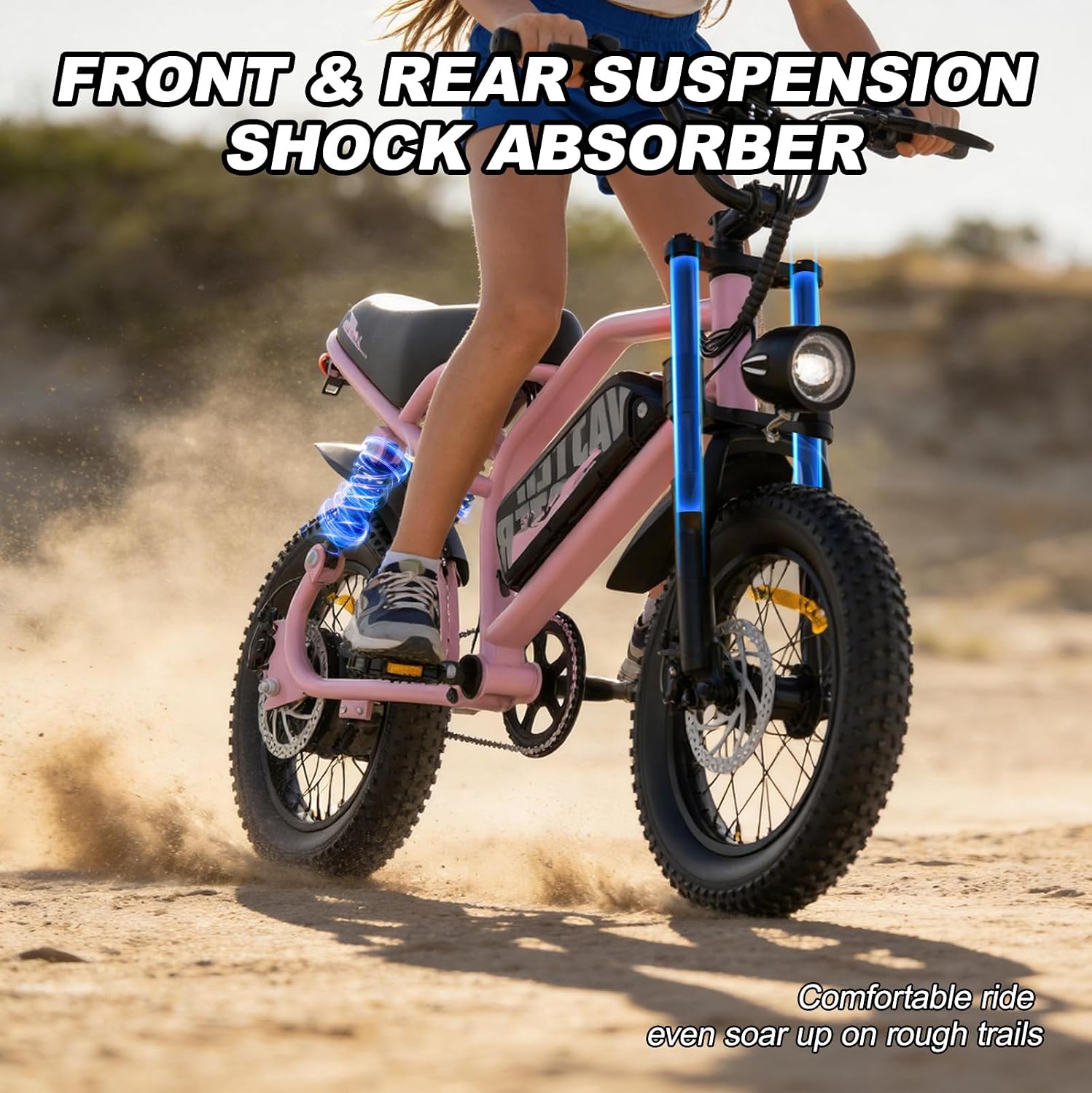 Compact 16" Fat Tire Electric Bike | 500W Youth & Adult Utility E-Bike (Pink)