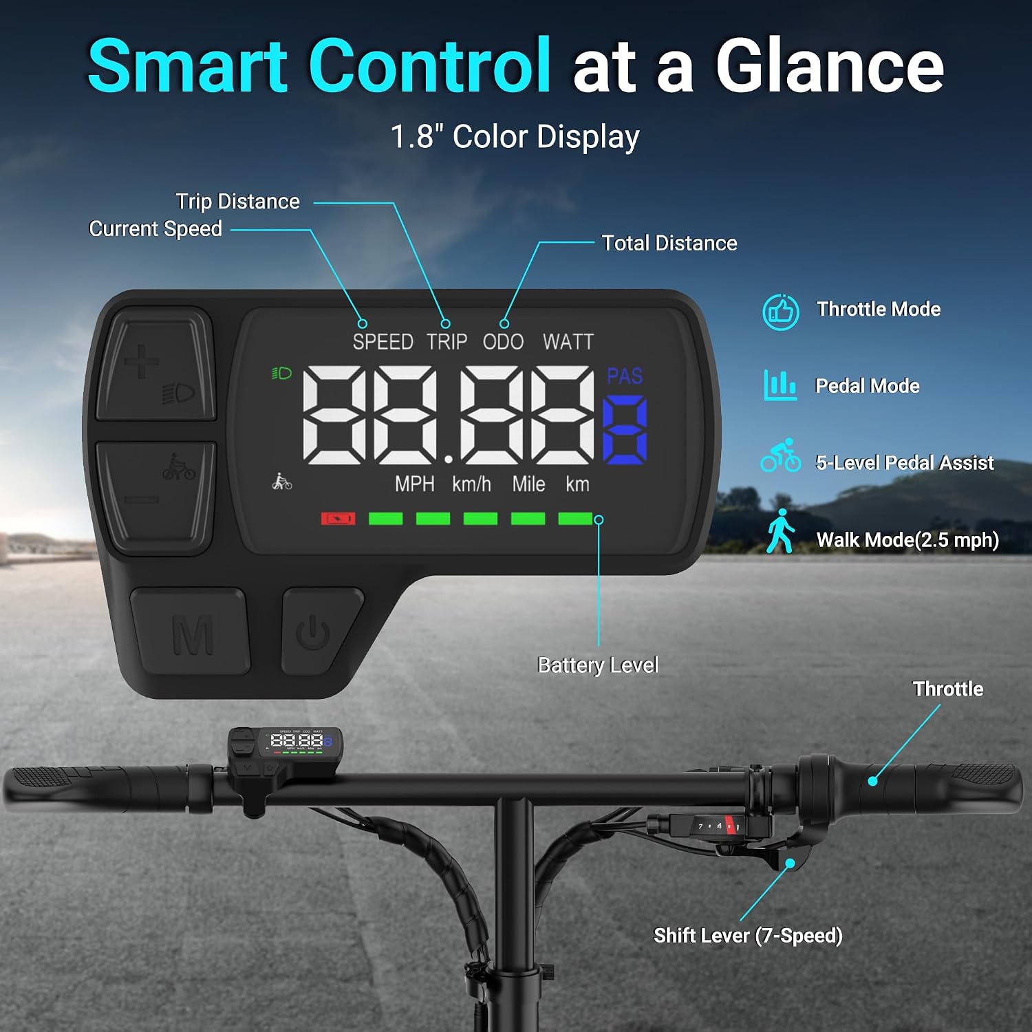 Foldable 1200W Peak Step-Through Electric Bike | 20" Fat Tire 48V Commuter E-Bike