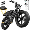 Electric Bike for Adults 1500W Peak 20" Fat Tire All-Terrain E-Bike 60/130 Miles Electric Dirt Bike - 48V 15/30AH