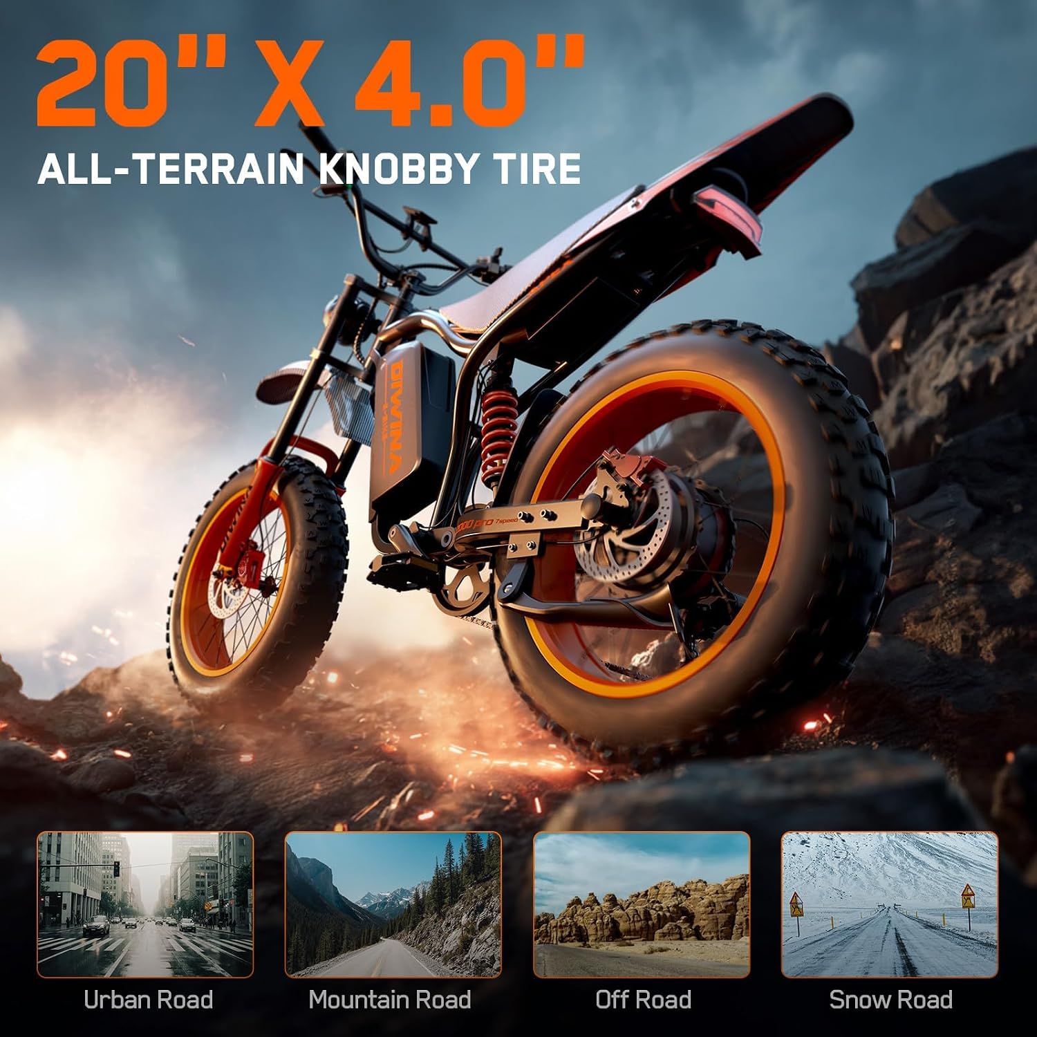 20" High-Performance All-Terrain Fat Tire Electric Bike | 6000W Peak, Full Suspension, 45 MPH, NFC Display
