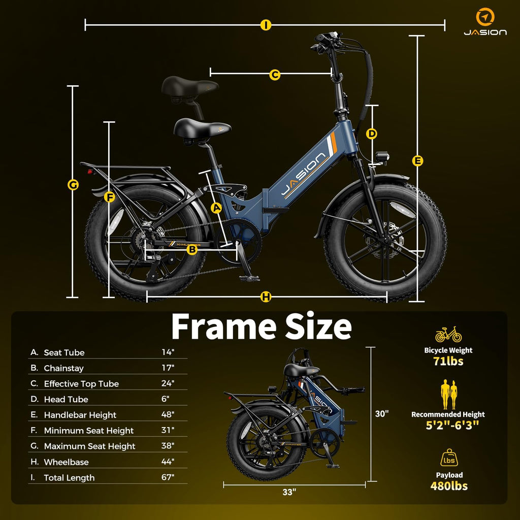 1400W Peak Foldable Electric Bike – 20" Step-Thru Fat Tire E-Bike with Full Suspension & Hydraulic Disc Brakes