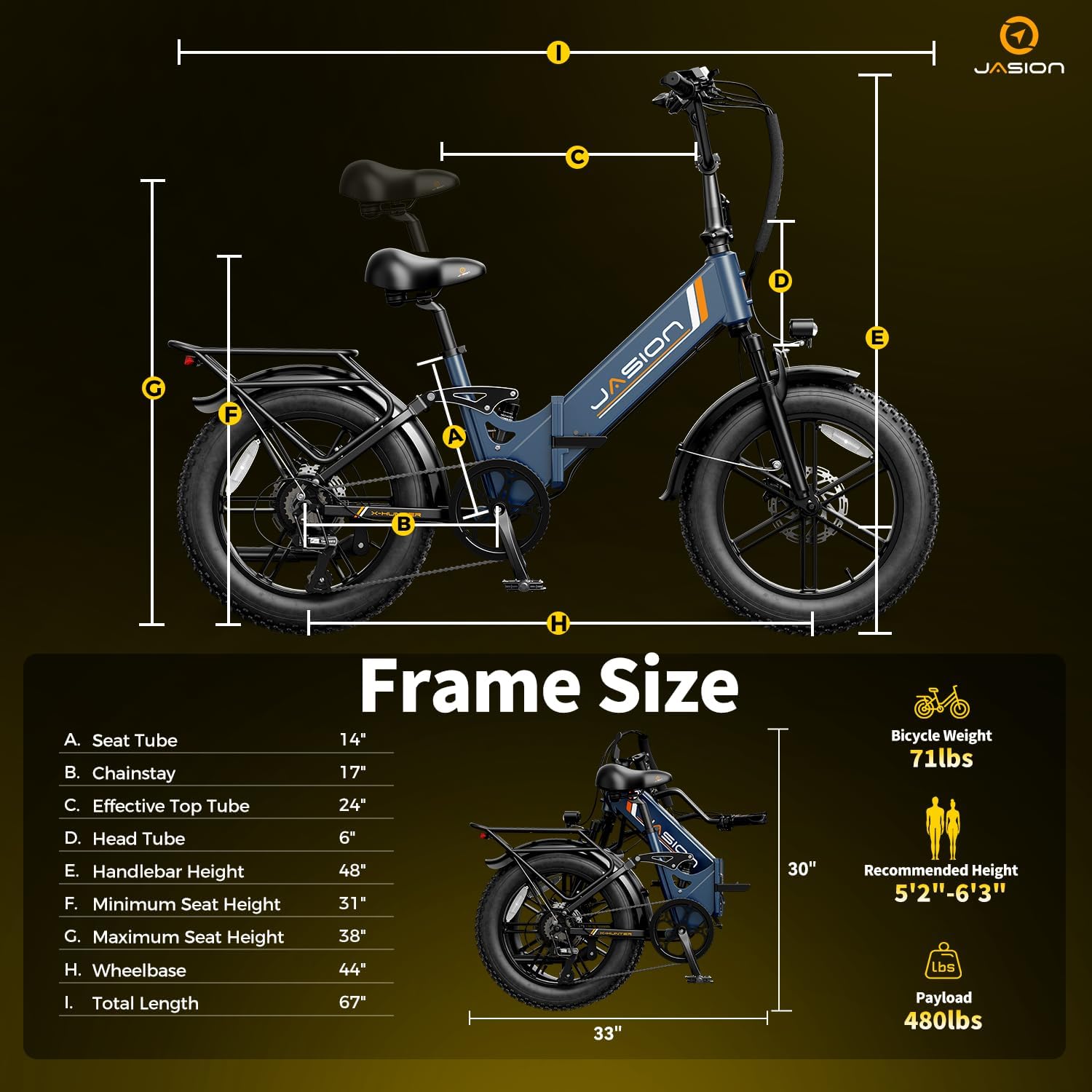 1400W Peak Foldable Electric Bike – 20" Step-Thru Fat Tire E-Bike with Full Suspension & Hydraulic Disc Brakes