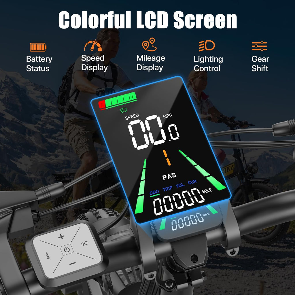 1500W Peak Folding Electric Bike | 20" Fat Tire, 28MPH, 65-Mile Range