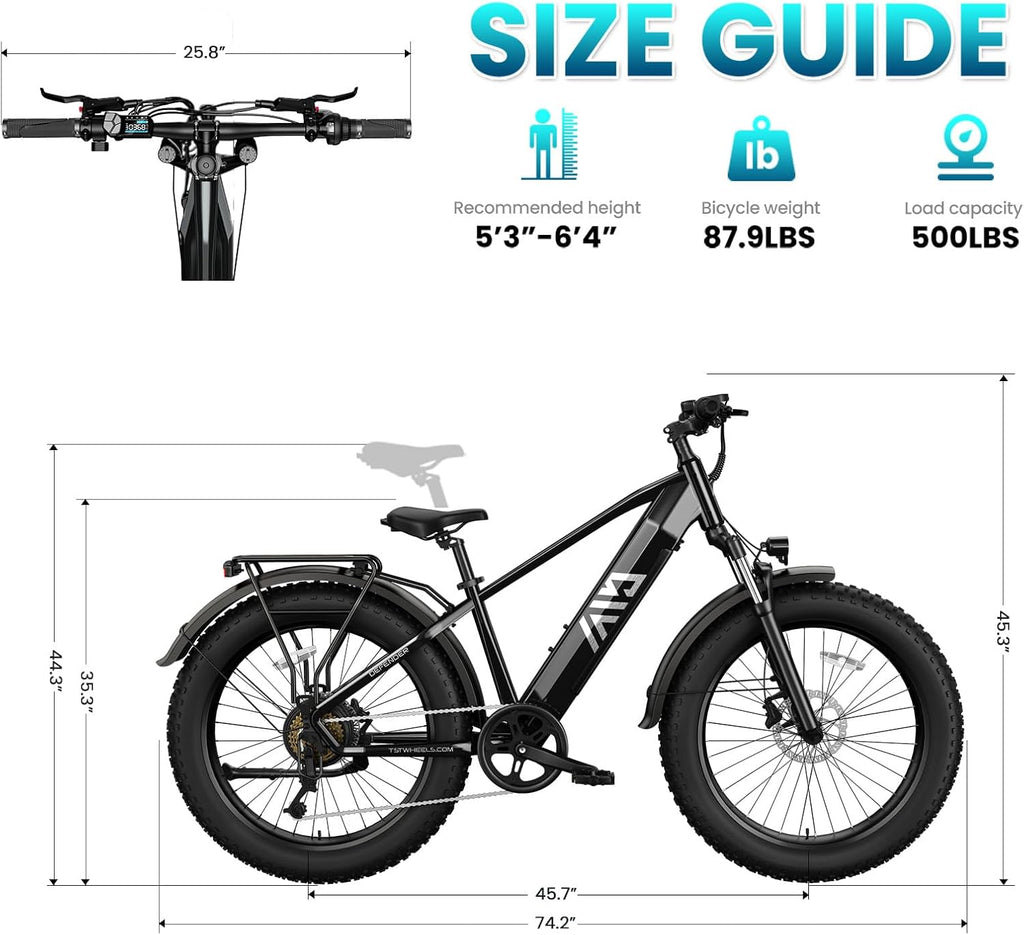 26" All-Terrain Fat Tire Electric Bike – Peak 1500W Motor & Smart App Connectivity