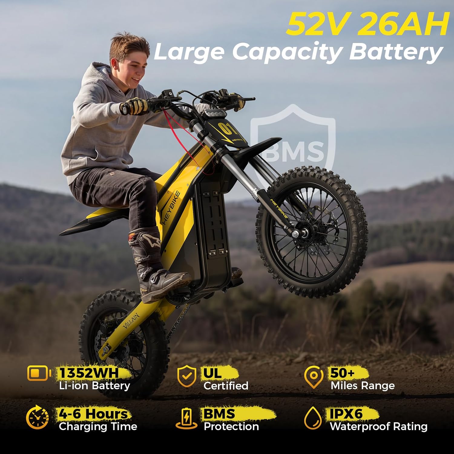Electric Dirt Bike with 4160W Motor 1352WH