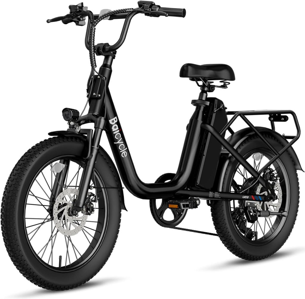 Step-Thru Fat Tire Adult Electric Bike – 1800W Peak, 28 MPH, Up to 90-Mile Range, 20" All-Terrain Wheels & 7-Speed Drivetrain