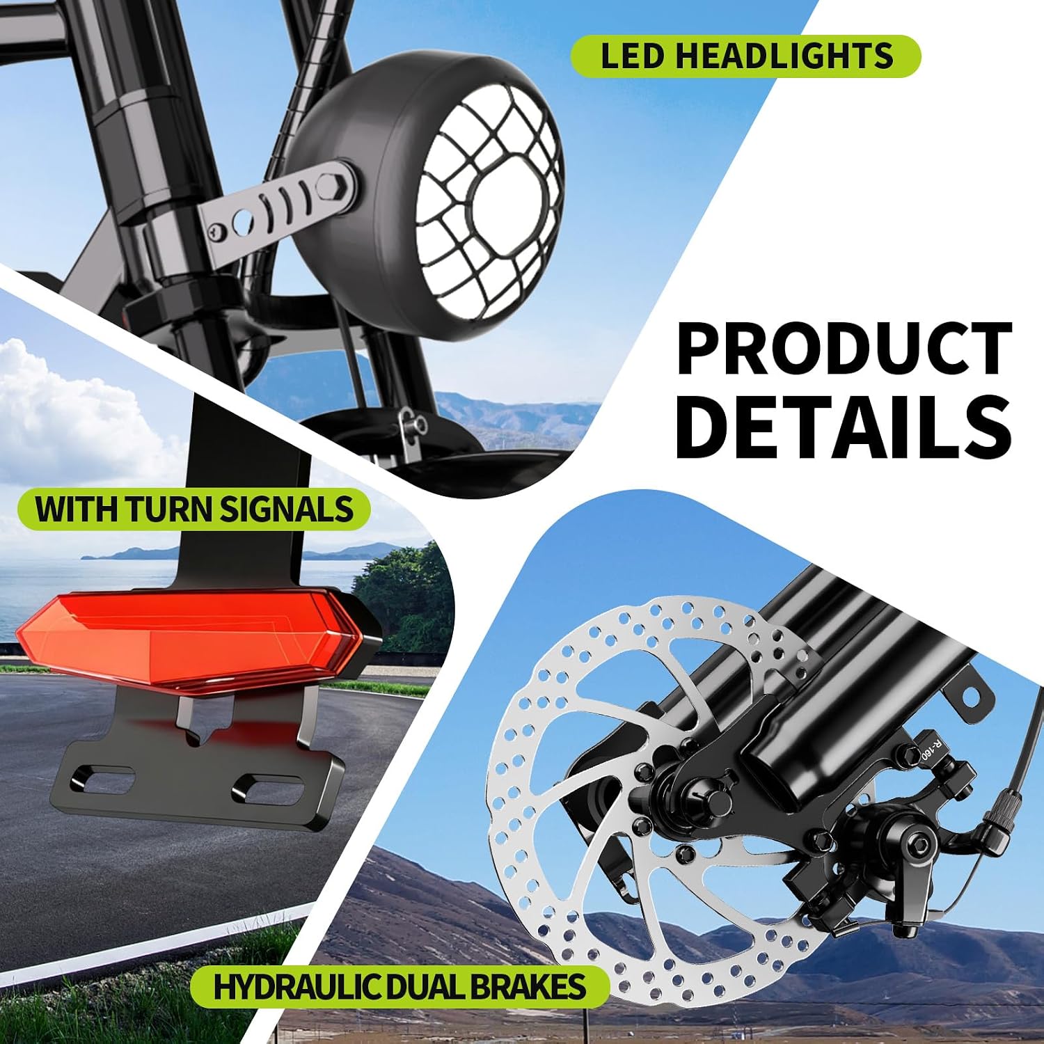 20" All-Terrain Fat Tire Electric Bike for Adults – 1000W (1500W Peak) Motor, 15Ah Removable Battery, NFC Lock E-Bike