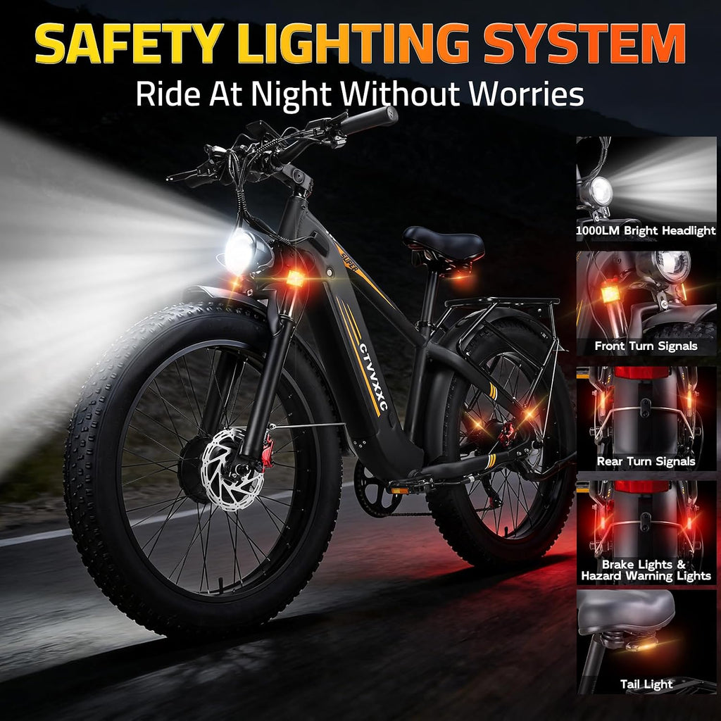 8000W Peak Dual Motor Ebike for Adults, Max 50 MPH Fast Electric Bike, 52V 1352Wh Built-in Battery 100 Miles, Adjustable Stem, Lockable Suspension, 26" Electric Bicycle for Off-Road Mountain