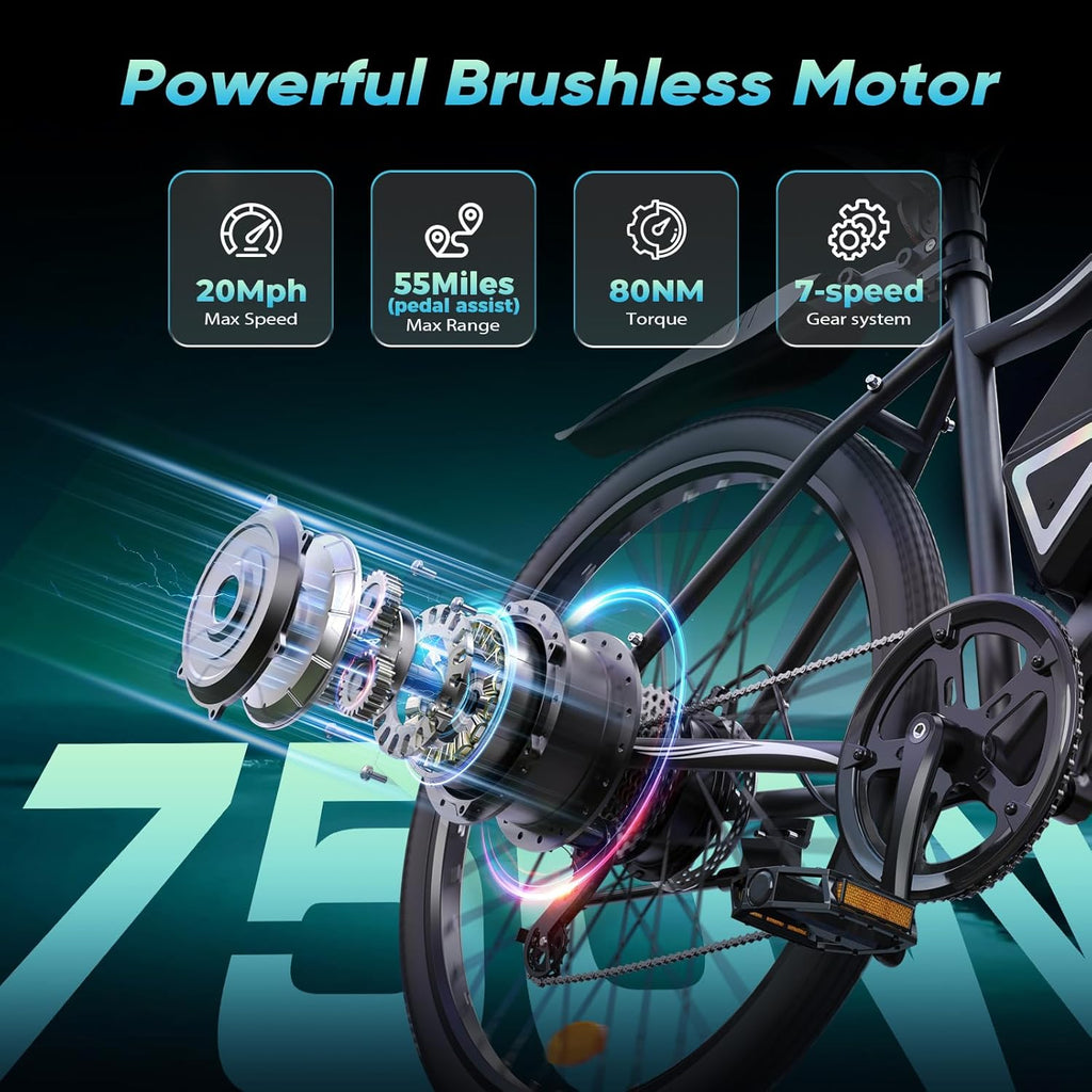 26" Lightweight All-Terrain Electric Bike for Adults – High-Peak Performance Motor, Long-Range Commuter & Mountain E-Bike
