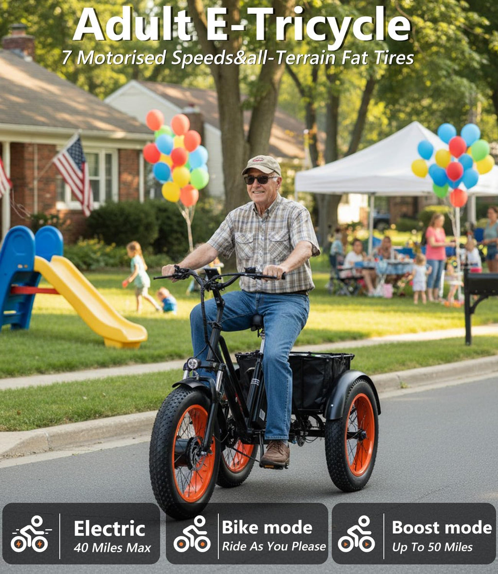 500W All-Terrain Fat Tire Electric Tricycle (48V / 20 MPH)