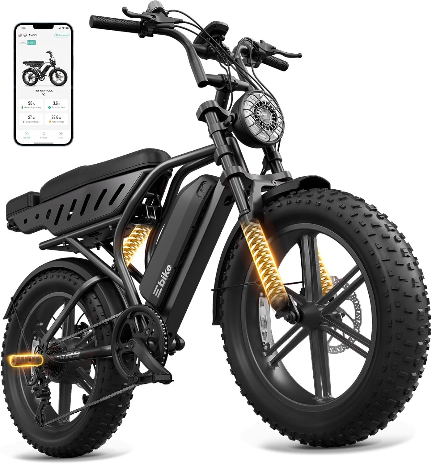 1500W Peak Dual-Suspension Fat Tire Electric Bike for Adults – 20" Moped E-Bike with Removable 48V 15Ah Battery