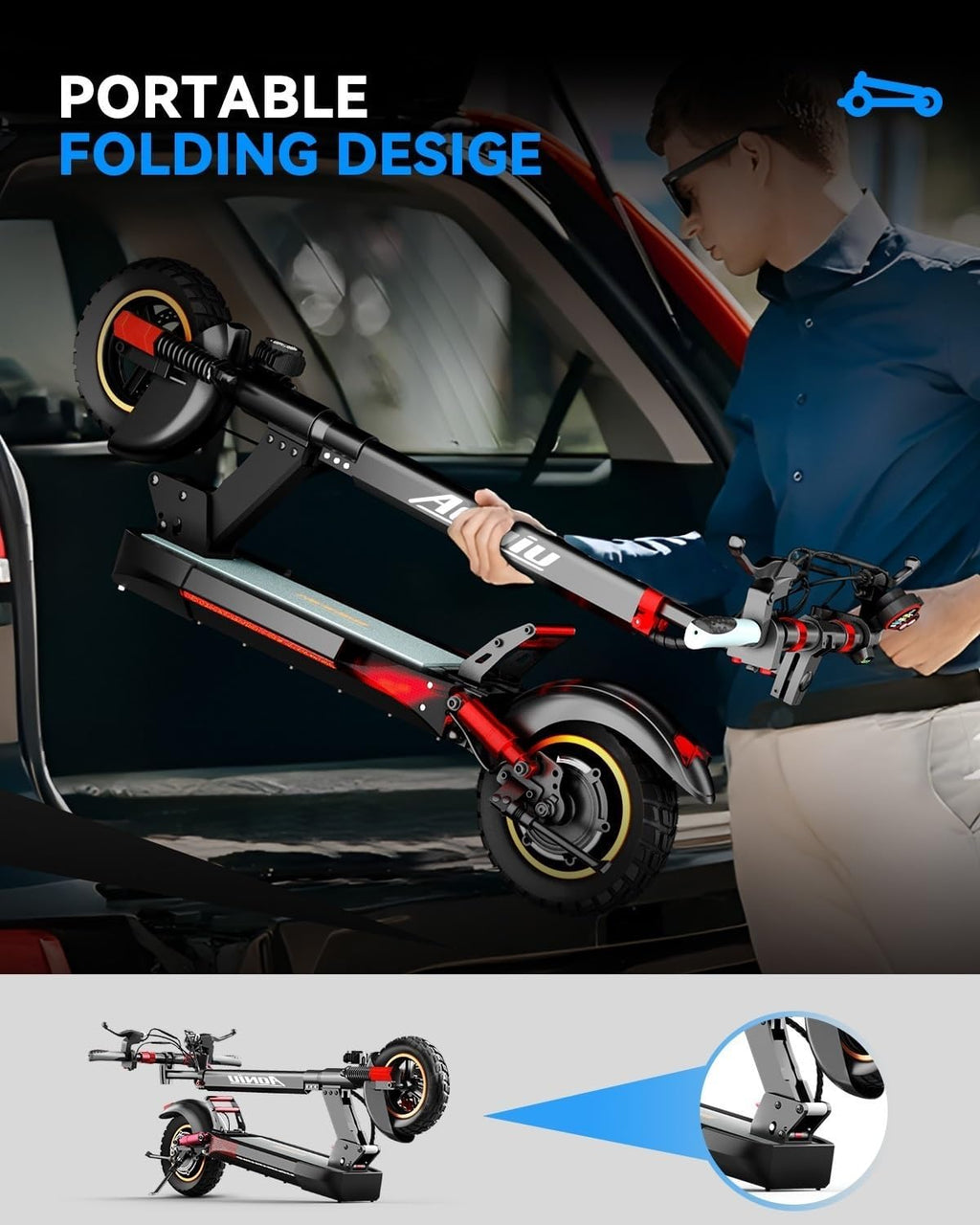 Electric Scooter for Adults Escooter with Seat Off Road E Scooter 25-30mph Fast 300 Lbs+ Heavy Duty Electric Scooters Long