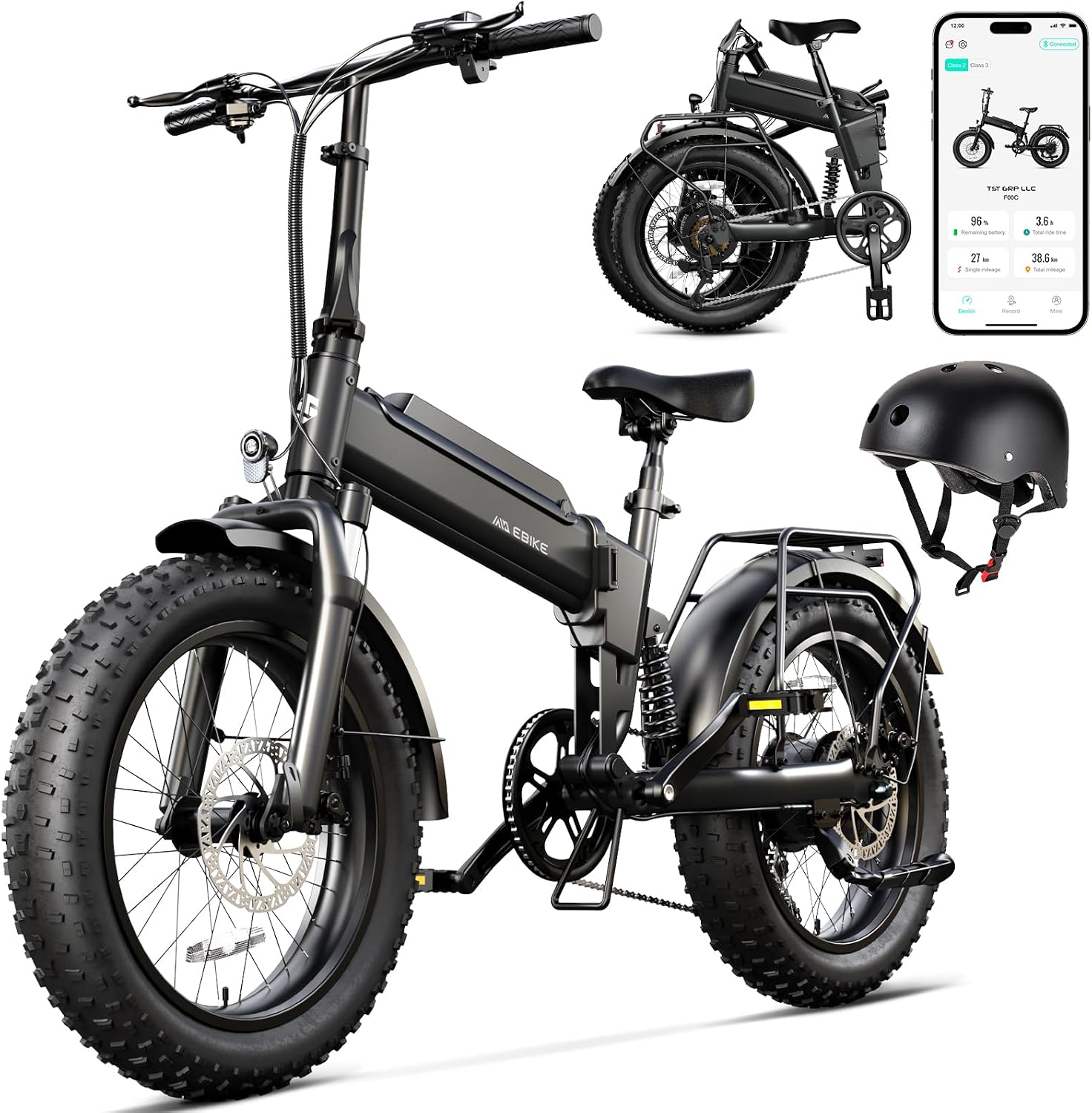 20" Folding Fat Tire Electric Bike for Adults – 1500W Peak Motor, 36V 10.4Ah Removable Battery All-Terrain E-Bike
