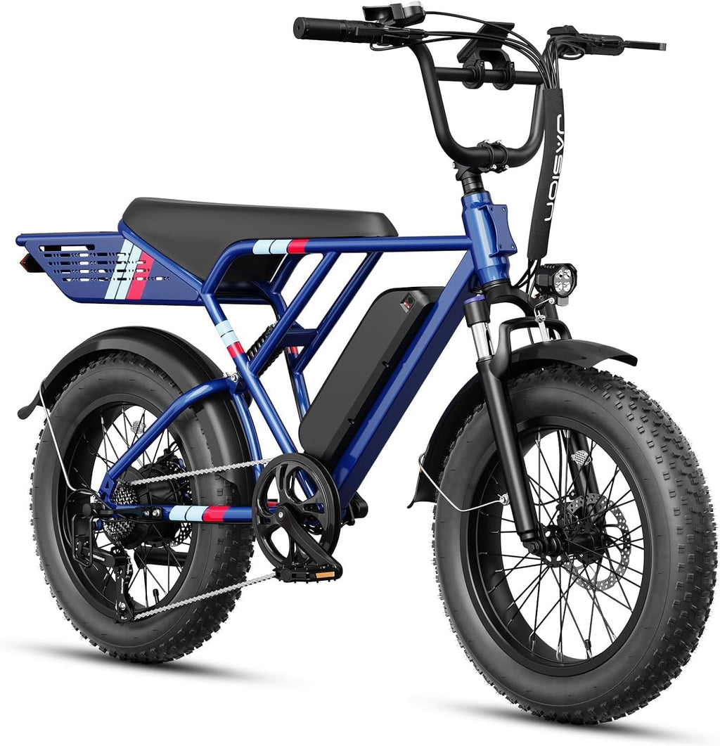 Retro-Style All-Terrain Electric Bike – 2000W Peak, 30MPH, 20" Fat Tire Off-Road E-Bike
