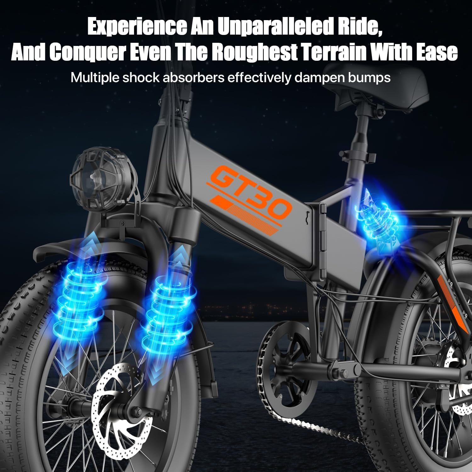 1500W Peak Folding Electric Bike | 20" Fat Tire, 28MPH, 65-Mile Range