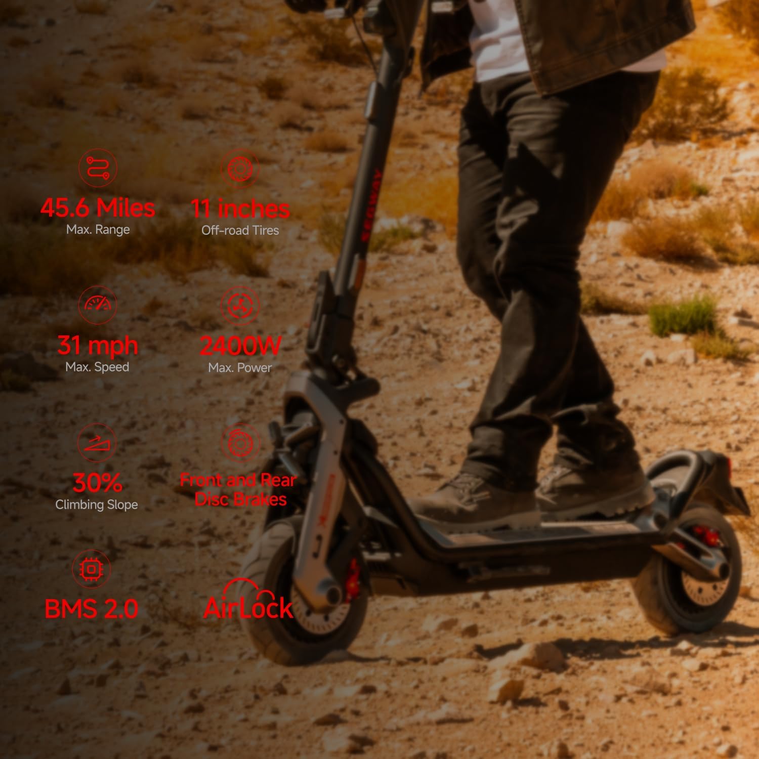 SuperScooter GT3, 31 MPH w/ 45-Mile Long Range, 2400W Peak Motor, Dual Hydraulic Suspension, Self-Sealing Tires, Flash Charging Electric Scooter for Adults, UL 2272/2271 Certified, Gen3