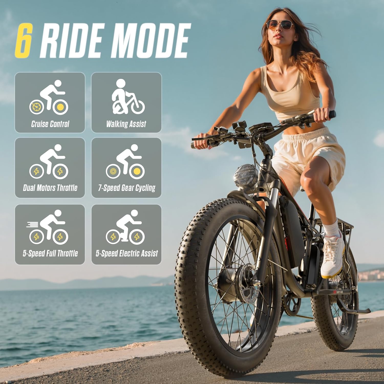 6000W Dual Motor Ebike for Adults, 60V 20Ah Fast Electric Bike 45mph,Up to 110 Miles,24" Fat Tire Full Suspension